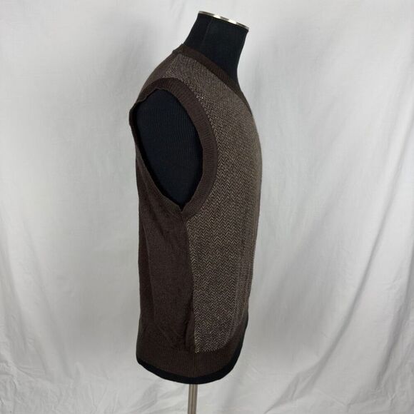 Segreto Brown Knit V-Neck Wool / Silk / Alpaca Vest - Men’s L - Picture 2 of 7